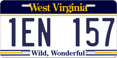 WV license plate 1EN157