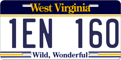 WV license plate 1EN160