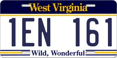WV license plate 1EN161