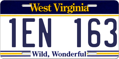 WV license plate 1EN163