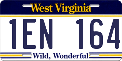 WV license plate 1EN164