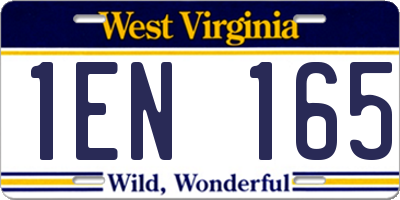 WV license plate 1EN165