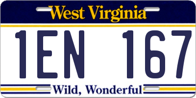 WV license plate 1EN167