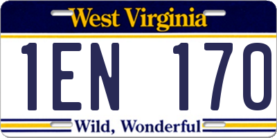 WV license plate 1EN170