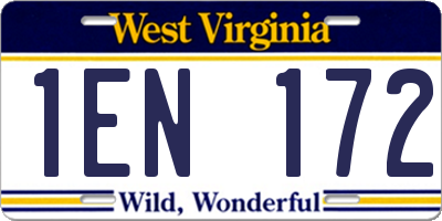 WV license plate 1EN172