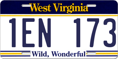 WV license plate 1EN173