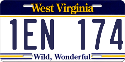 WV license plate 1EN174