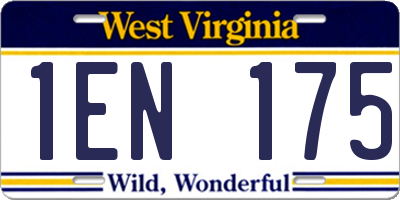 WV license plate 1EN175
