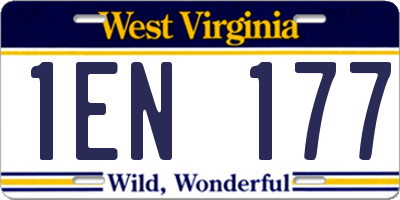 WV license plate 1EN177