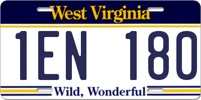 WV license plate 1EN180