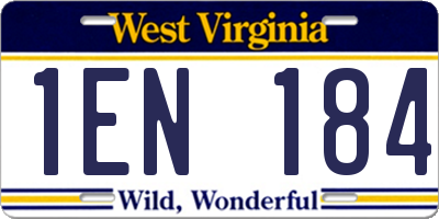 WV license plate 1EN184