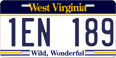 WV license plate 1EN189