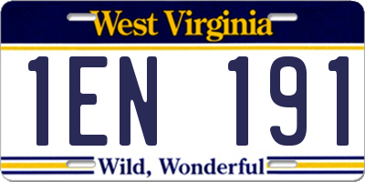 WV license plate 1EN191