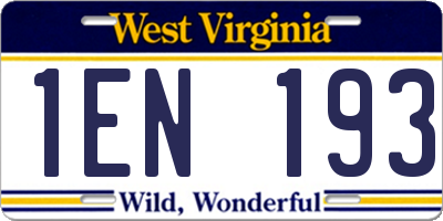 WV license plate 1EN193