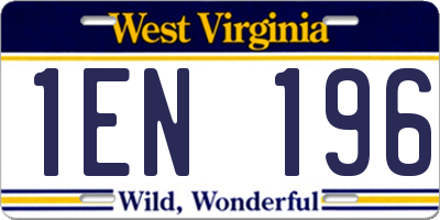 WV license plate 1EN196