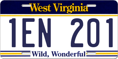WV license plate 1EN201