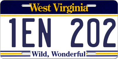 WV license plate 1EN202