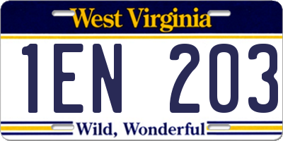 WV license plate 1EN203