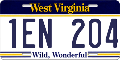 WV license plate 1EN204