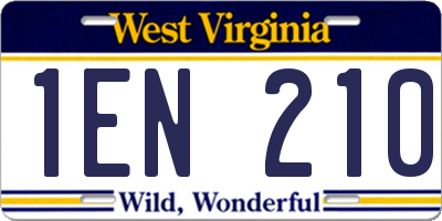 WV license plate 1EN210