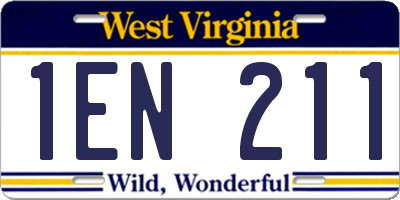 WV license plate 1EN211