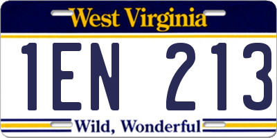WV license plate 1EN213