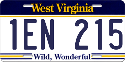 WV license plate 1EN215
