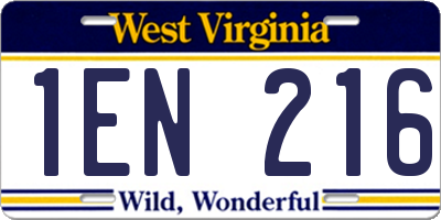 WV license plate 1EN216
