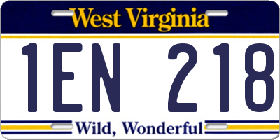 WV license plate 1EN218