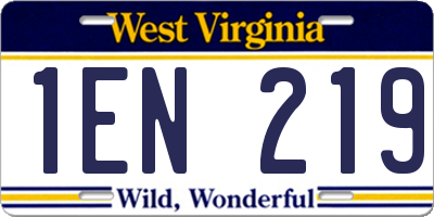 WV license plate 1EN219