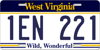 WV license plate 1EN221