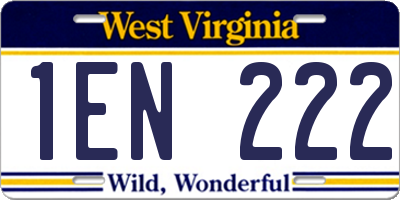 WV license plate 1EN222