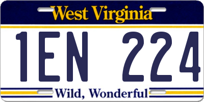WV license plate 1EN224
