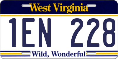 WV license plate 1EN228