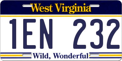 WV license plate 1EN232