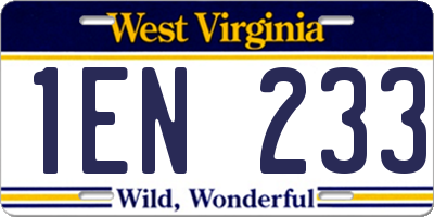 WV license plate 1EN233