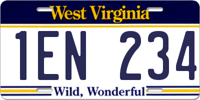 WV license plate 1EN234