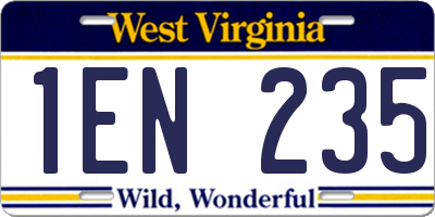 WV license plate 1EN235