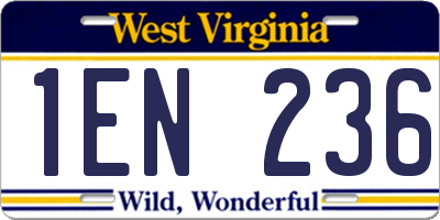 WV license plate 1EN236