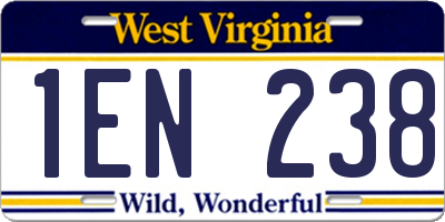 WV license plate 1EN238