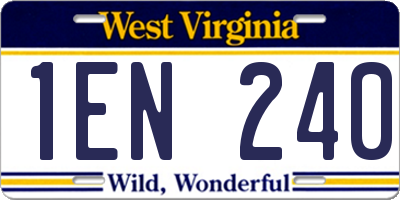 WV license plate 1EN240