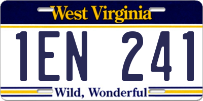 WV license plate 1EN241