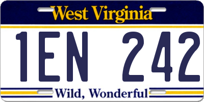 WV license plate 1EN242
