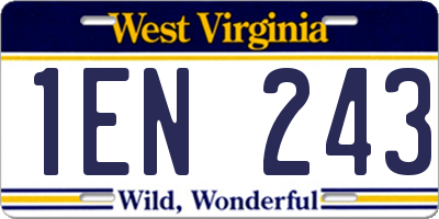 WV license plate 1EN243