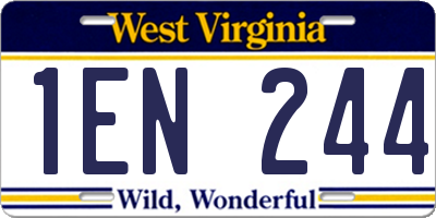WV license plate 1EN244