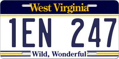 WV license plate 1EN247