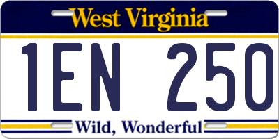 WV license plate 1EN250