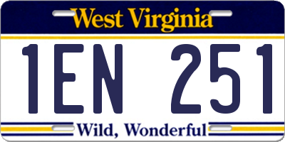 WV license plate 1EN251