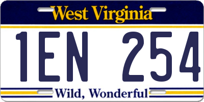 WV license plate 1EN254