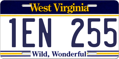 WV license plate 1EN255